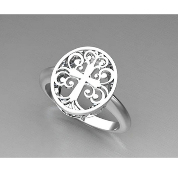 ❤️ LIFE ON THE CROSS STERLING SILVER RING - Picture 1 of 9